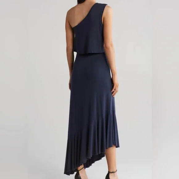 Go Couture Asymmetrical Navy Dress - Picture 2 of 8